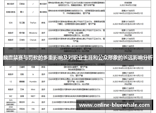 魏震禁赛与罚款的多重影响及对职业生涯和公众形象的长远影响分析